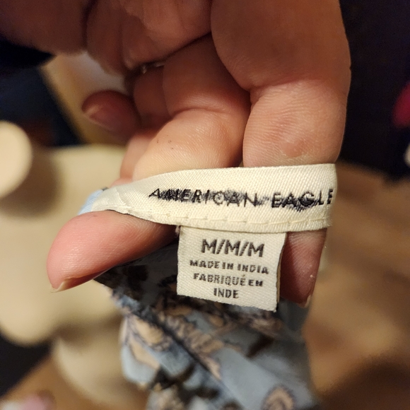 American Eagle Outfitters Blue and Brown Floral Blouse - Picture 5 of 5